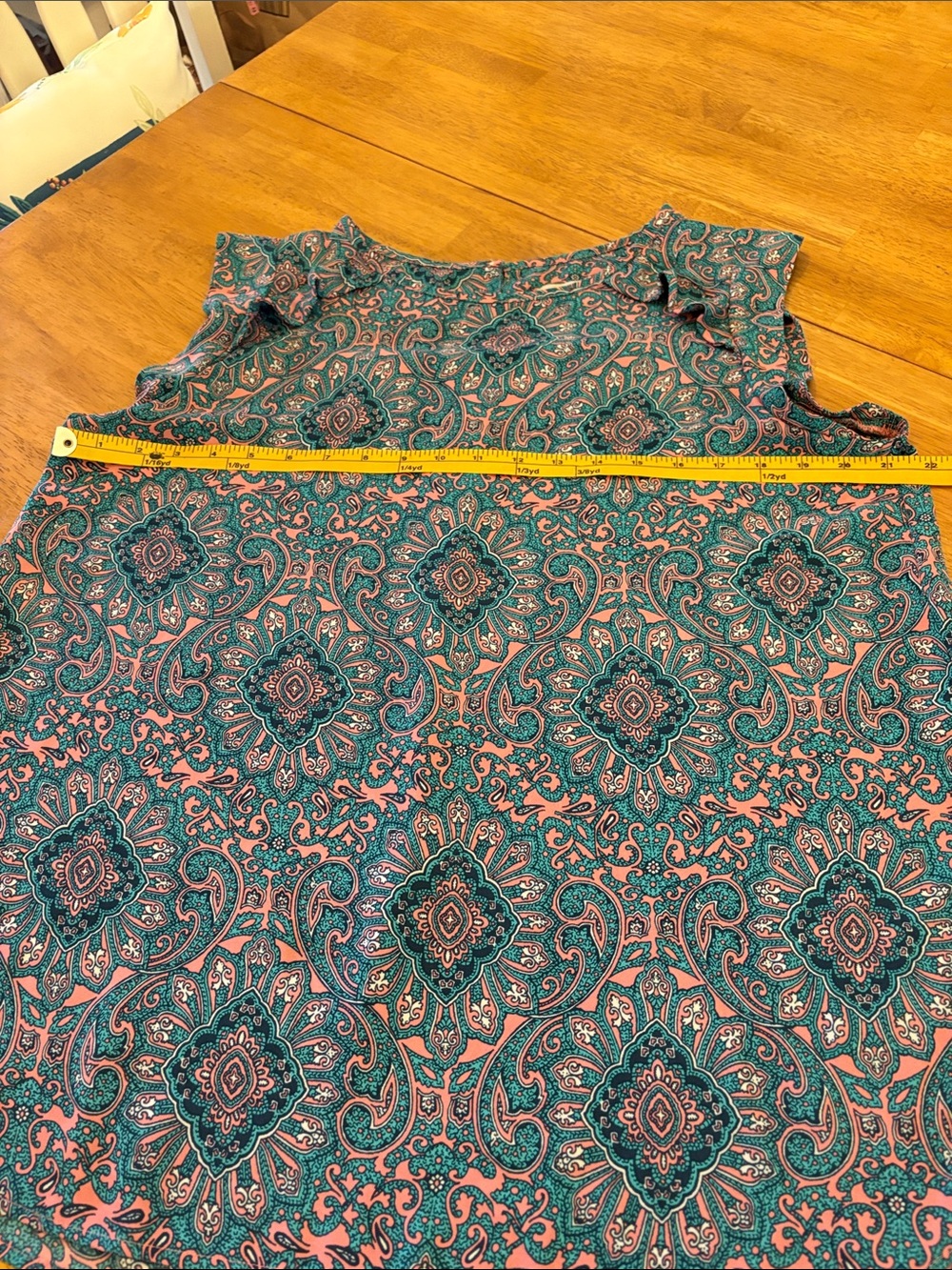 LOFT Teal and Pink Paisley Flutter-Sleeve Tank - Picture 9 of 11